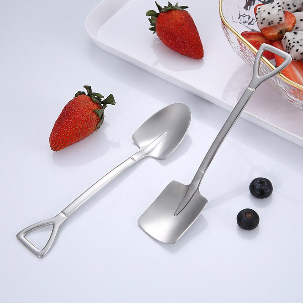 Dessert Spoon Spade Head Design Stainless Steel Ice Cream Fruit Dessert