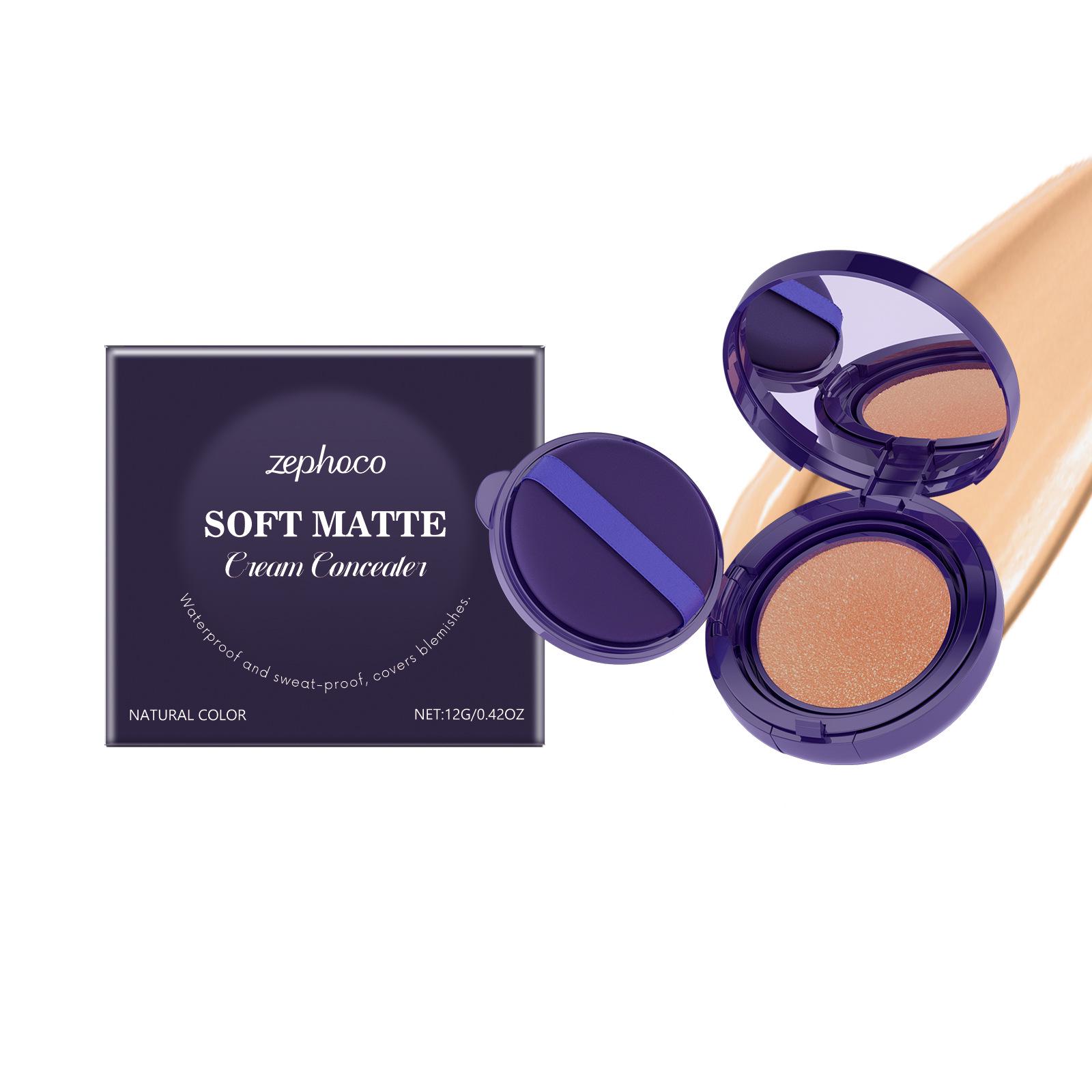 Zephoco Hydrating Cushion Foundation (Natural) - Moisture-lock, long-lasting, even skin tone, clear natural finish. 12g (For export only, not for domestic sale)