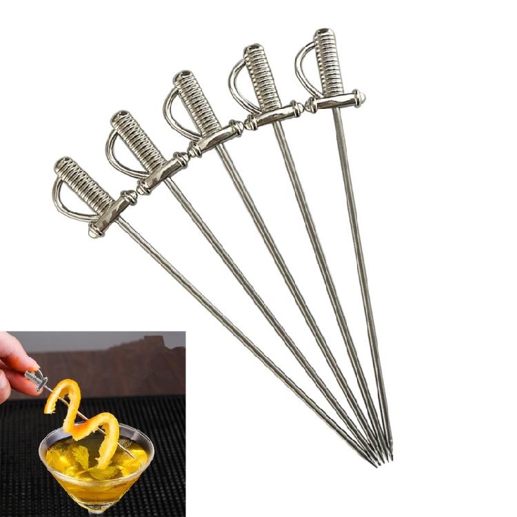 5er-Pack Rostfreie Edelstahlspieße Tragbare Cocktailspieße Elegantes Klingendesign Für Früchte Vorspeisen