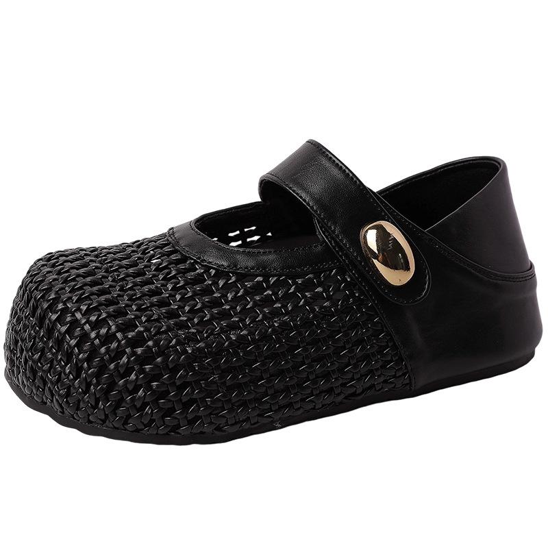 Stylish, simple and versatile hollowed-out thick-soled Mary Jane shoes for women's 2025 summer new breathable and refreshing outer single shoes