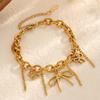 Bow Hollow Bracelet Love Heart Charm Bangle Elegant Gold Plated Bracelet  Party