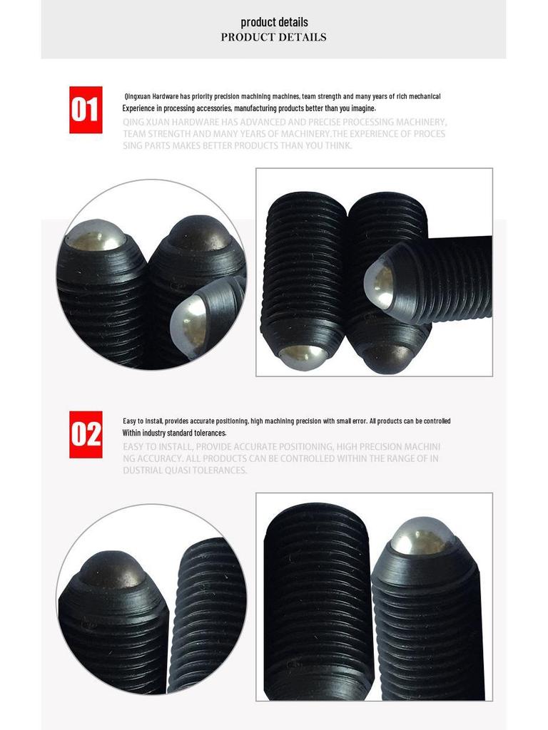 Stainless Steel Threaded Ball Plunger Connectors with Internal Hexagon Ball Bearing Screws