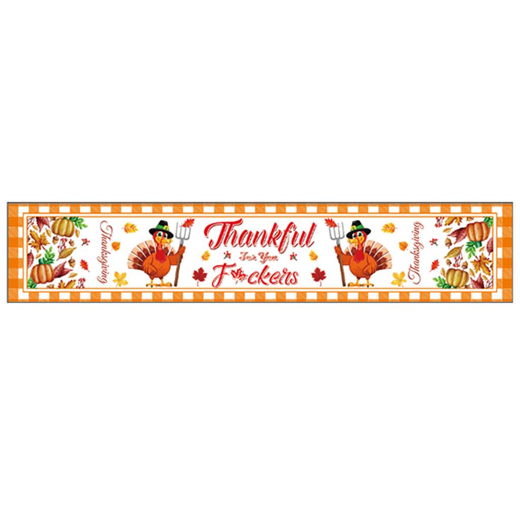 Thanksgiving Fall Harvest Kitchen Table Decorative Tablecloth, Maple Pumpkin Turkey Tablecloth