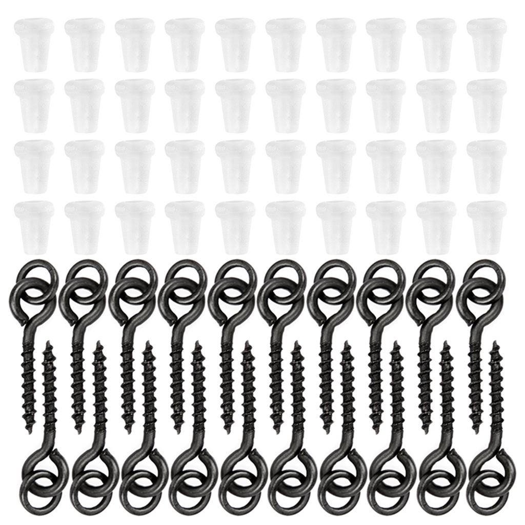 TARUOR 20pcs Threaded Boilie Bait Screws 40pcs Fishing Hook Stop Hook Boilies Stopper Fishing Hook