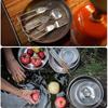Camping Flatware Sets Stainless Steel Kitchen Accessory Spoon Fork Knife With Nylon Bag Foldable Tableware Dinnerware Set