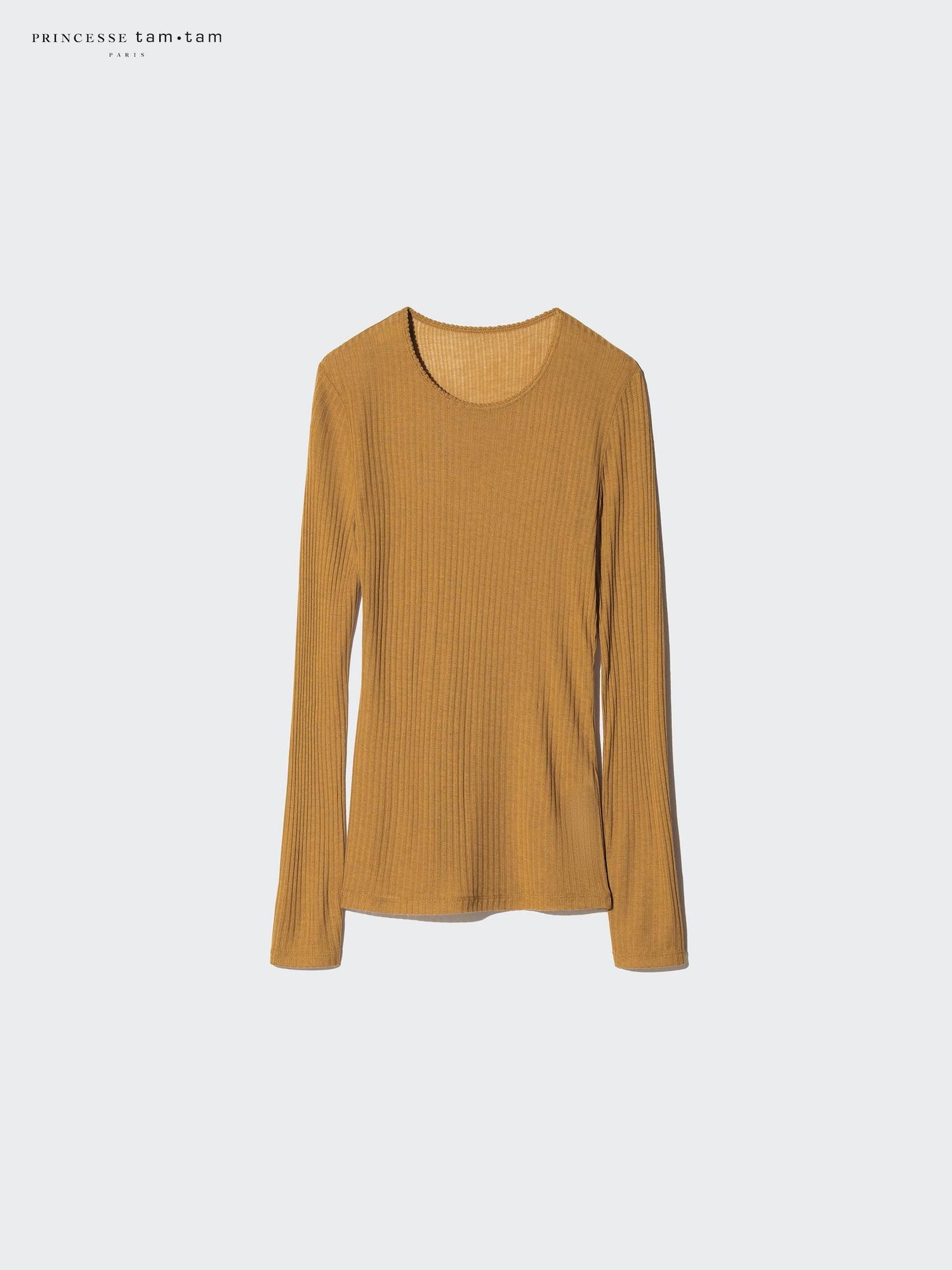 

Uniqlo HeaTTech Cashmere Blend PoinTed T shirT 34 BROWN/XL