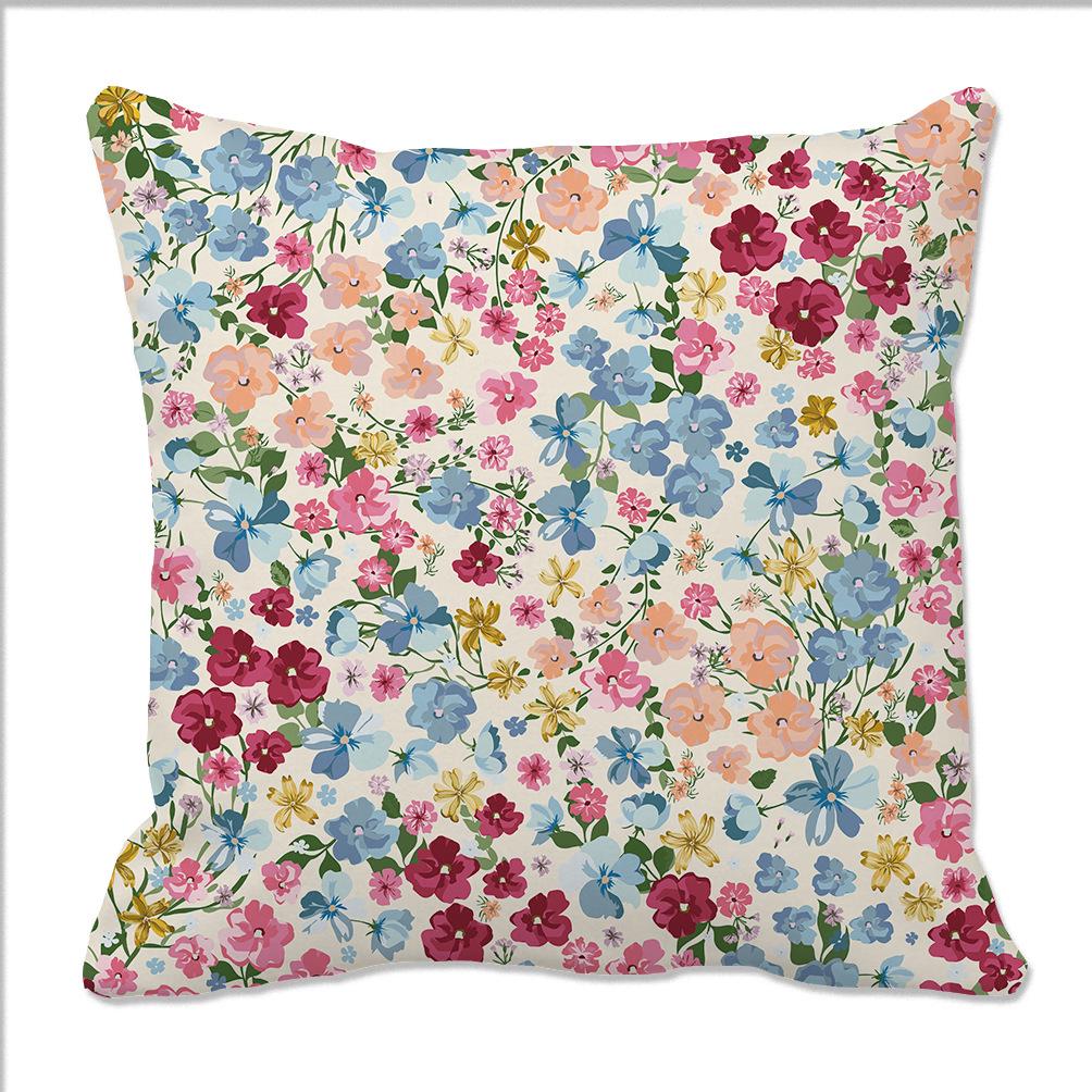Spring and Summer Floral Contrasting Color Flower Pillow Case Digital Printed Pillow Home Romantic Decoration Sofa Backrest