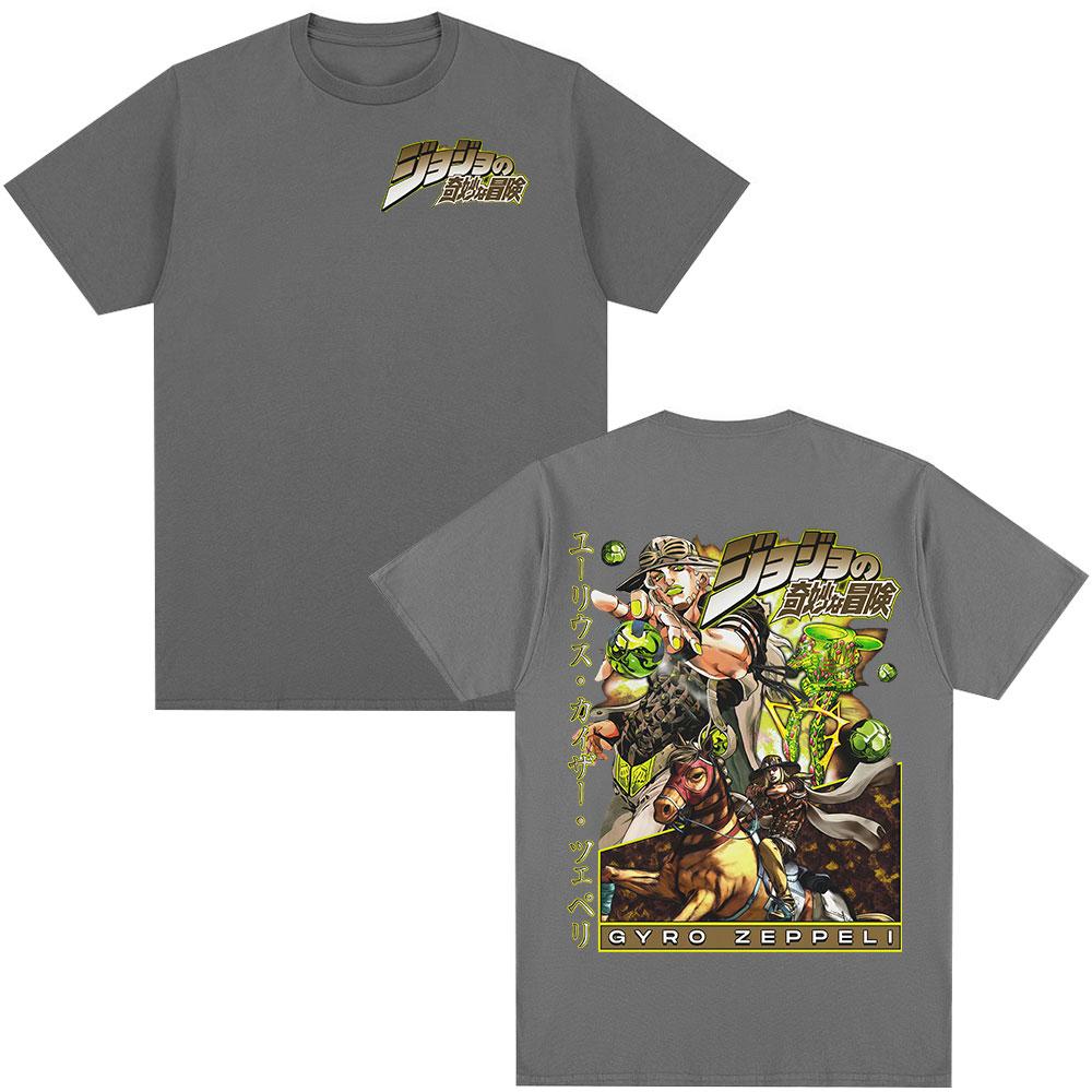 2026 New Anime JoJo Bizarre Adventure STEEL BALL RUN Gyro Zeppeli Tshirts Clothing Fashion Casual Short Sleeves T Shirts Tops