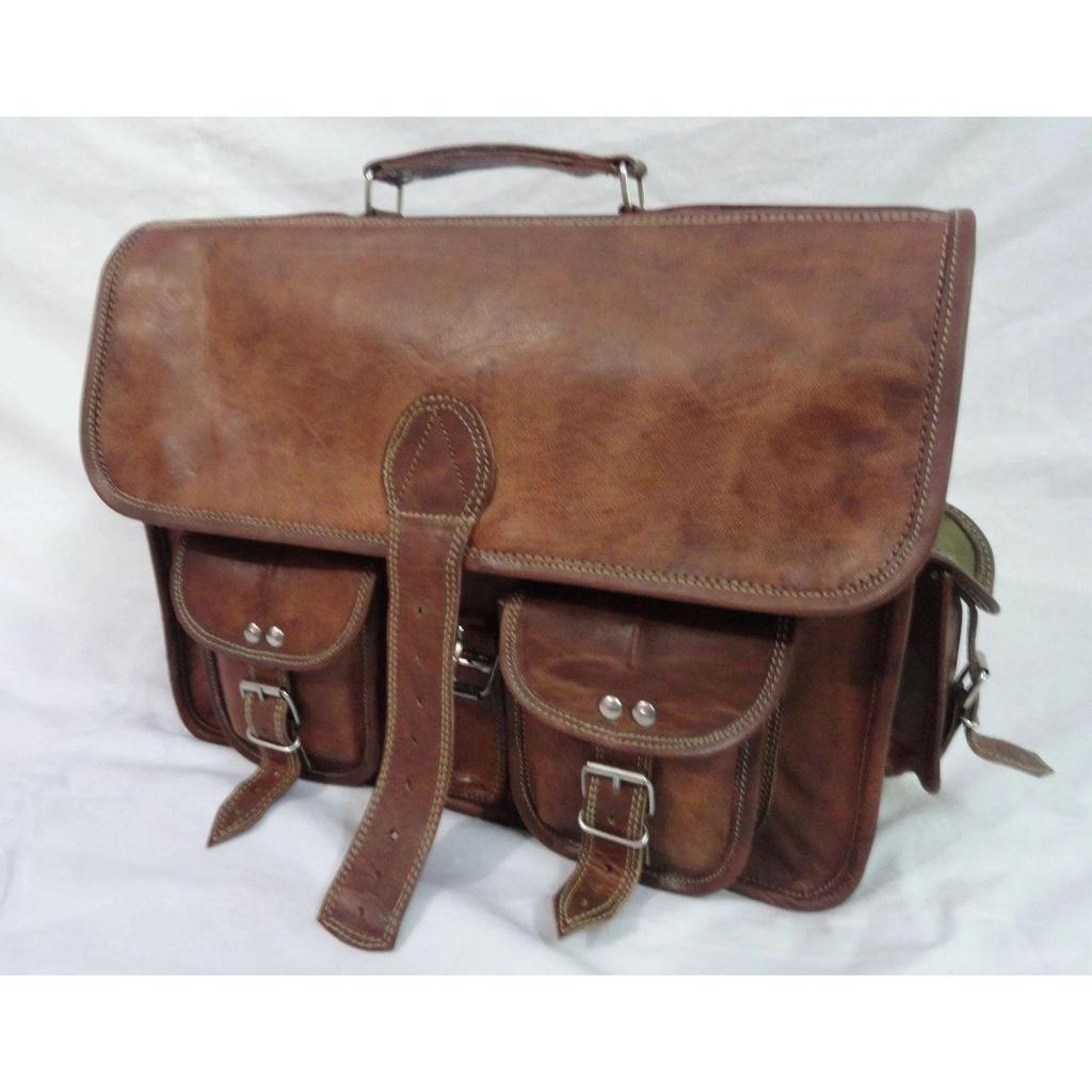 New Men'S Genuine Vintage Leather Messenger Shoulder Laptop Briefcase Bag