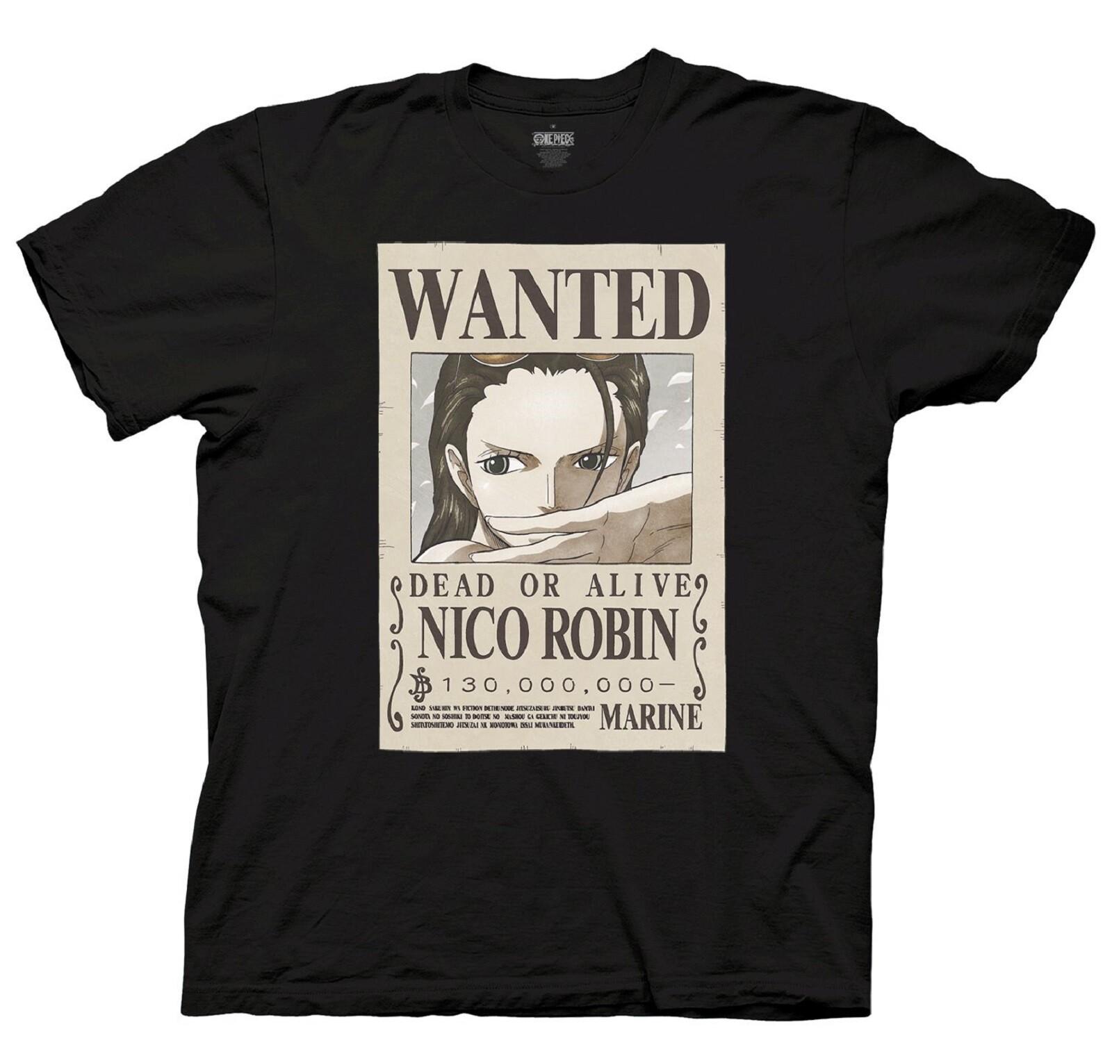 One Piece Nico Robin Full Wanted Poster Anime Adult Unisex T-shirt XL