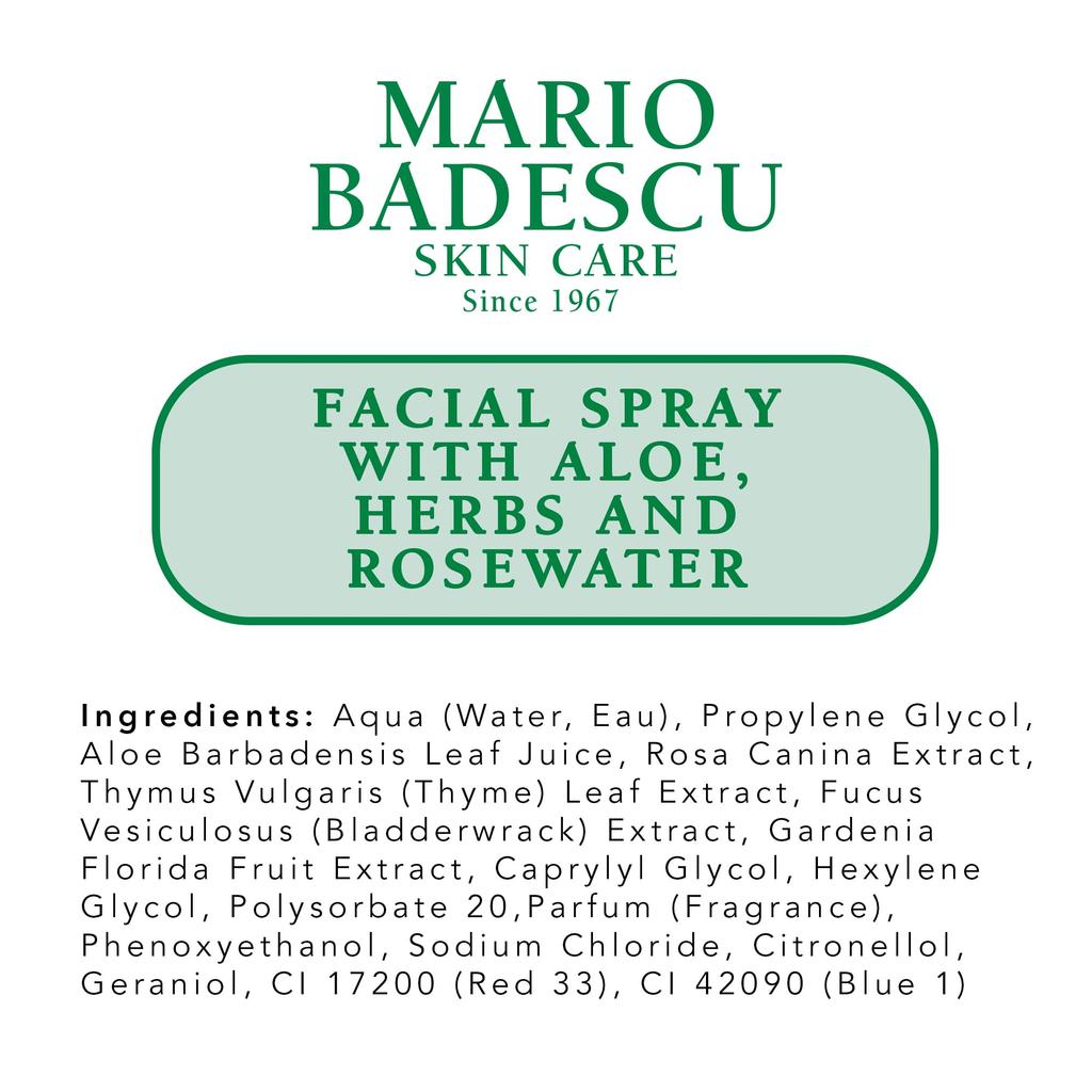 Spray Facial Mario Badescu cu Aloe, Plante și Apă de Trandafiri - Pentru Toate Tipurile de Piele 236ml/8oz (Import paralel)