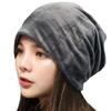 CHROME CRANE Women's Velour Knit Cap, Thick, Solid Color, Warm and Cute, Perfect for Cold Weather, CB012 (02.Gray)
