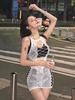 Open Bra Hollow Out Fishnet Dress With Gloves Round Neck See Through Cover Up Dress Women'S Swimwear Party Night Lingerie Dress