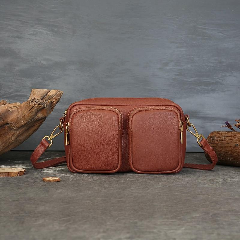 Johnature Genuine Leather Women's Bag Soft Cowhide Large Capacity Solid Color Multi Compartment Shoulder Crossbody Bag