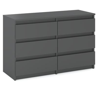 Komoda do obývacího pokoje TV skříňka 100 CM 6 zásuvek Matně šedá Sideboard