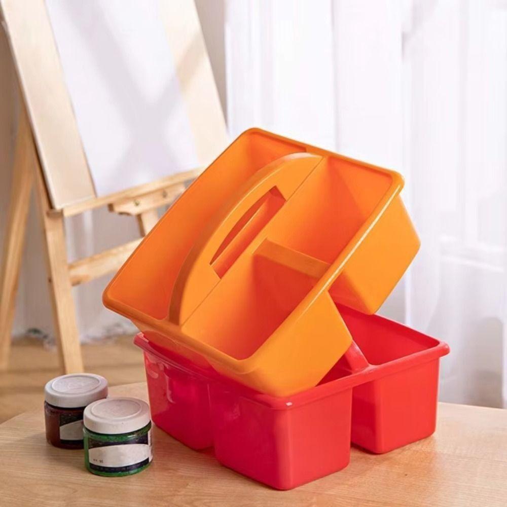 6Pcs/Set with Handles Plastic Storage Organizer Stackable Desktop Storage Box  Pen
