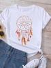 Women's Pattern Short Sleeve T-Shirt Women's Summer Clothing Feather 90S Fashion Women's University T-Shirt