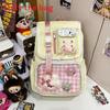 Designed Backpack Minimally With Grid Print And Bow Decoration For Daily