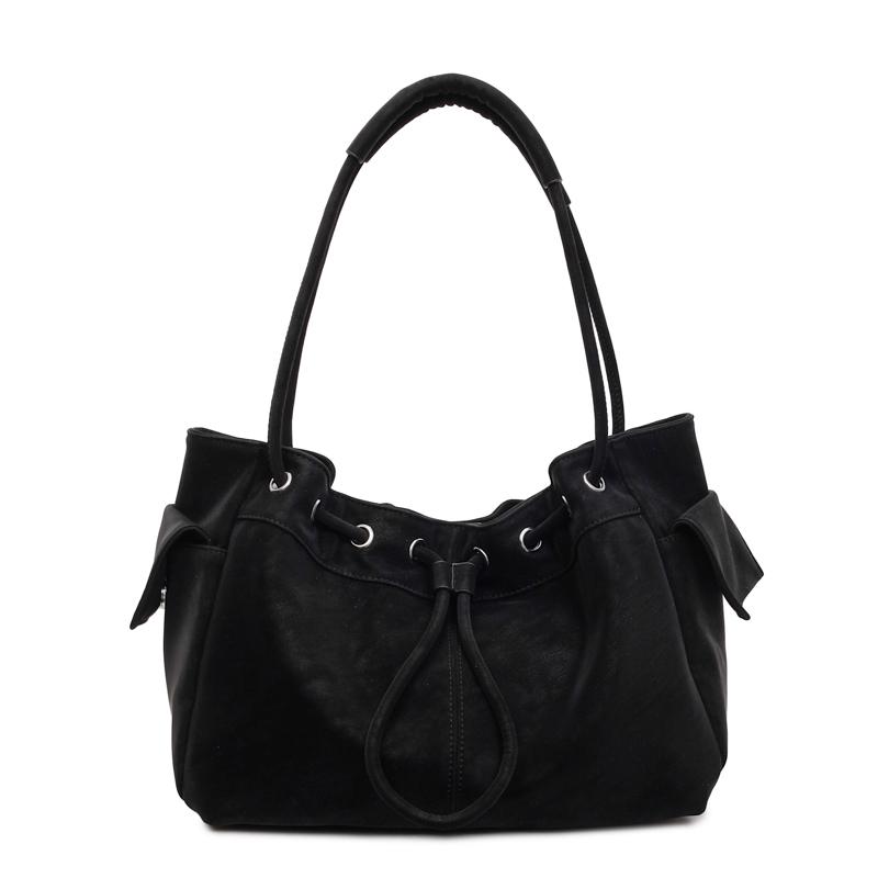 

Fashion Minimalist PU Leather Shoulder Bag Female Drawstring Shoulder Bag Simple Handbag for Work and Outings Holiday Gifts 40 × 16 × 23 cm чёрный