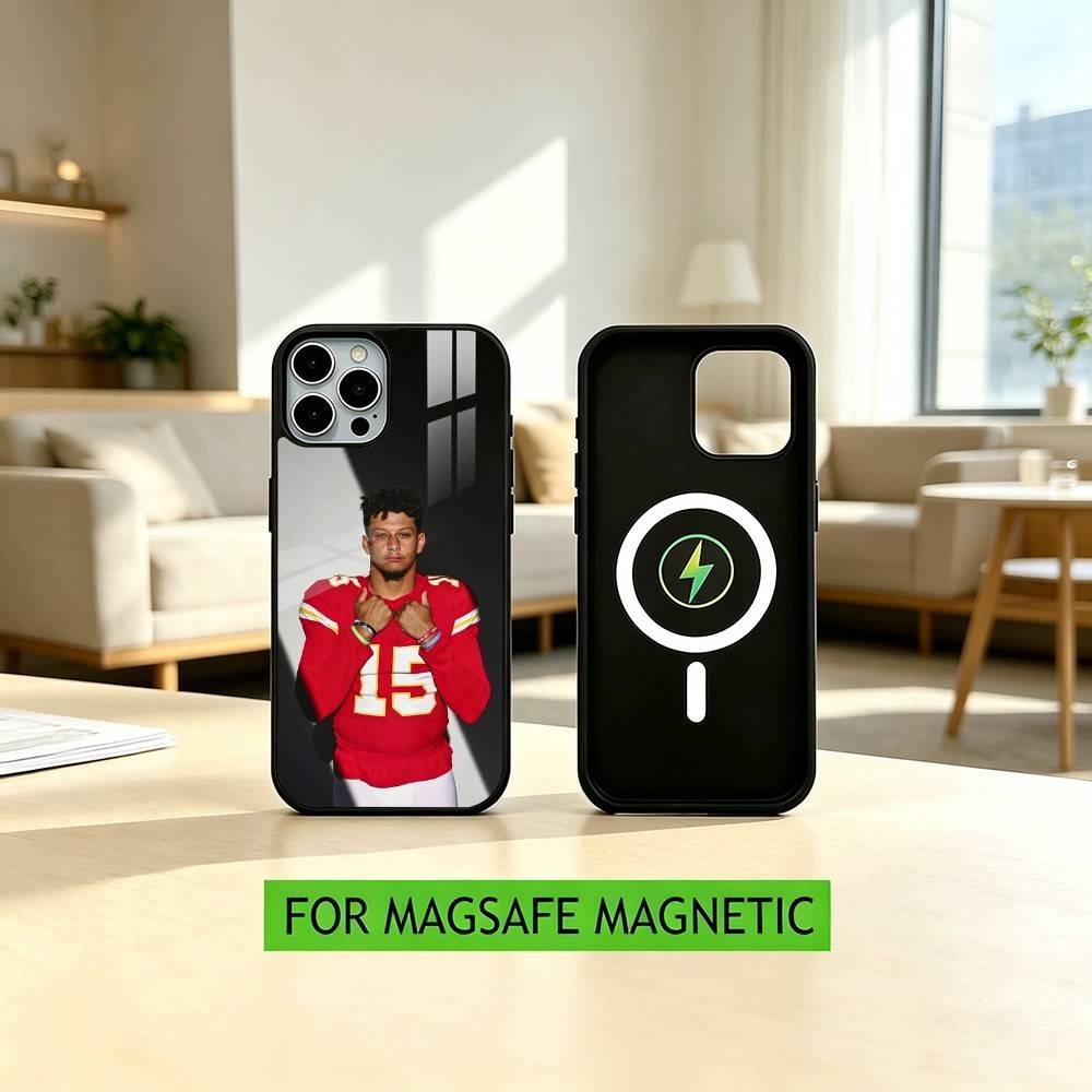 American Football P-Patrick M-Mahomes Phone Case For iPhone17,16,15,14,13,12,11 Plus,Pro Magnetic For Magsafe Wireless Charging
