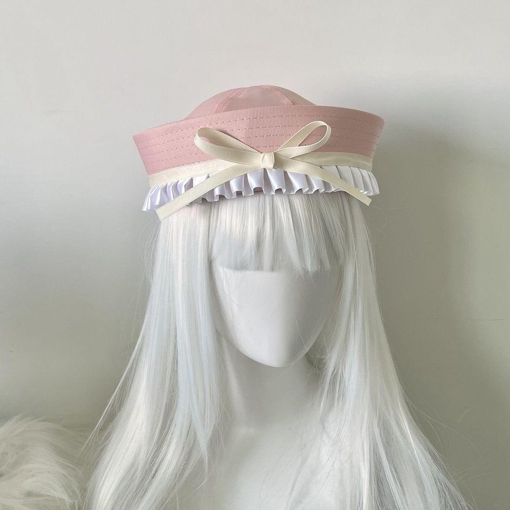 Ruffle Sailor Hat Dome Navy Cap Retro JK Bow Beret  Travel