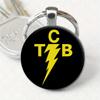 1PC TCB Lightning Rock Band Emblem Keychain Durable Yellow Lightning Style Car Keyring Accessories Souvenir Gift for Men Woman