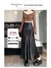Women's A-line Mermaid Skirt - Spring/Summer 2025 Korean Style Mid-Length Acetate Satin Draped Skirt