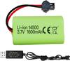 Li-ion dobíjecí baterie 3,7V 1600mAh s konektorem SM-2P + USB kabel – Kompatibilní s RC autem 9962 8837 a inženýrským hračkovým nákladním autem