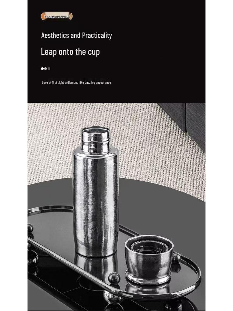 Pure Titanium Insulated Water Cup with Tea Separator – Elegant Business Gift Set