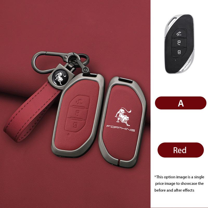 Zinc Alloy Leather Car Key Case Fob Cover Protector Holder Shell For Dongfeng Forthing Fengxing T5 Evo Keychain Accessories