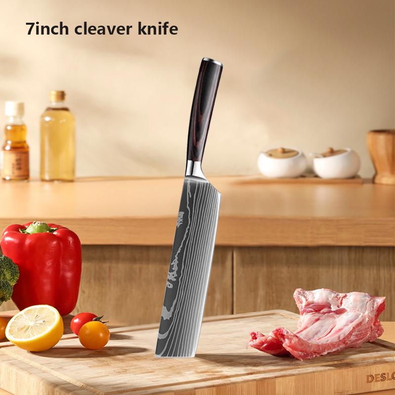 Damascus Laser Japanese Chef Knife Scissor Set Professional Kitchen Knives Santoku Knife Stainless Steel Boning Utility Knife