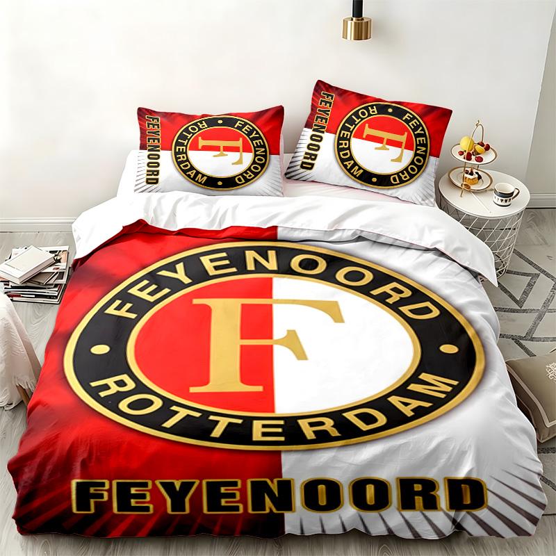 Feyenoord Rotterdam Set de 3 piezas Perfecto para uso en el dormitorio Cómodo juego de cama incluye una funda nórdica y dos fundas de almohada Ideal regalo de cumpleaños o Navidad