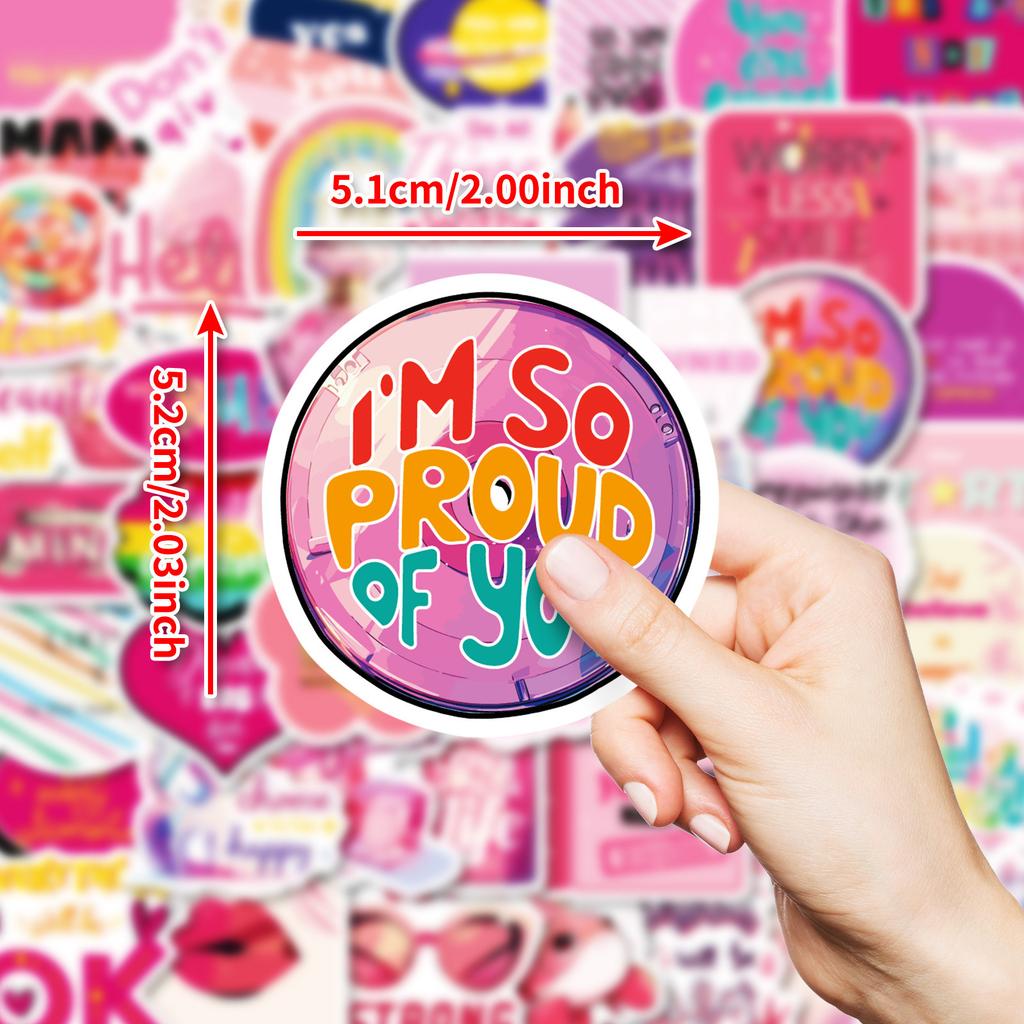 50 Cute Pink Girl Goldfish Love Text Stickers DIY Notebook Water Cup Ins Wind Stickers