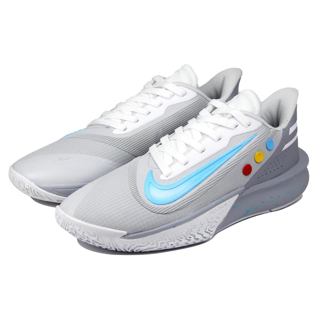 Nike Precision 7 Mesh Abrasion Resistant Low Top Basketball Shoes Men's Gray Blue FN4322-100(TeamJ-)