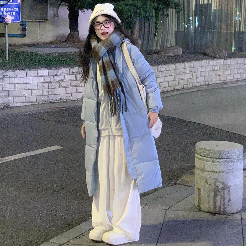 

Long over the knee winter new cotton-padded clothes women s loose down cotton-padded clothes women s thickened cotton-padded jacket S синий