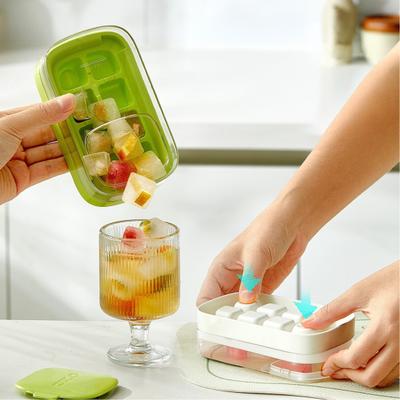 Mini Press-Release Ice Cube Tray with Soft Bottom BPA-Free Plastic Mold for Freezer Easy-Release Leak-Proof Space-Saving Ice Maker for Home Party