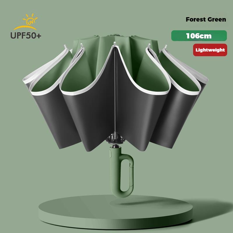 Design con fibbia ad anello 10 stecche Ombrello completamente automatico per uomo Pieghevole Extra Large Robusto Robusto Ombrellone da DONNA Ombrello doppio