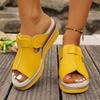 Fashion Peep Toe Linen Wedge Mule Sandal Woman Casual Platform Slide Slipper Ladies Summer Outdoor Thick Sole Slip-on Shoes Brand Design