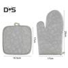 Heat Resistant 2Pcs/Set Baking Mitten Anti Scalding Cotton Flax Hand Protective Potholder Oven Gloves