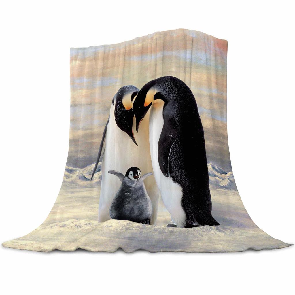 Penguin Blanket Soft Plush Blanket Lightweight Digitally Printed Flannel Blanket For Sofa Bed