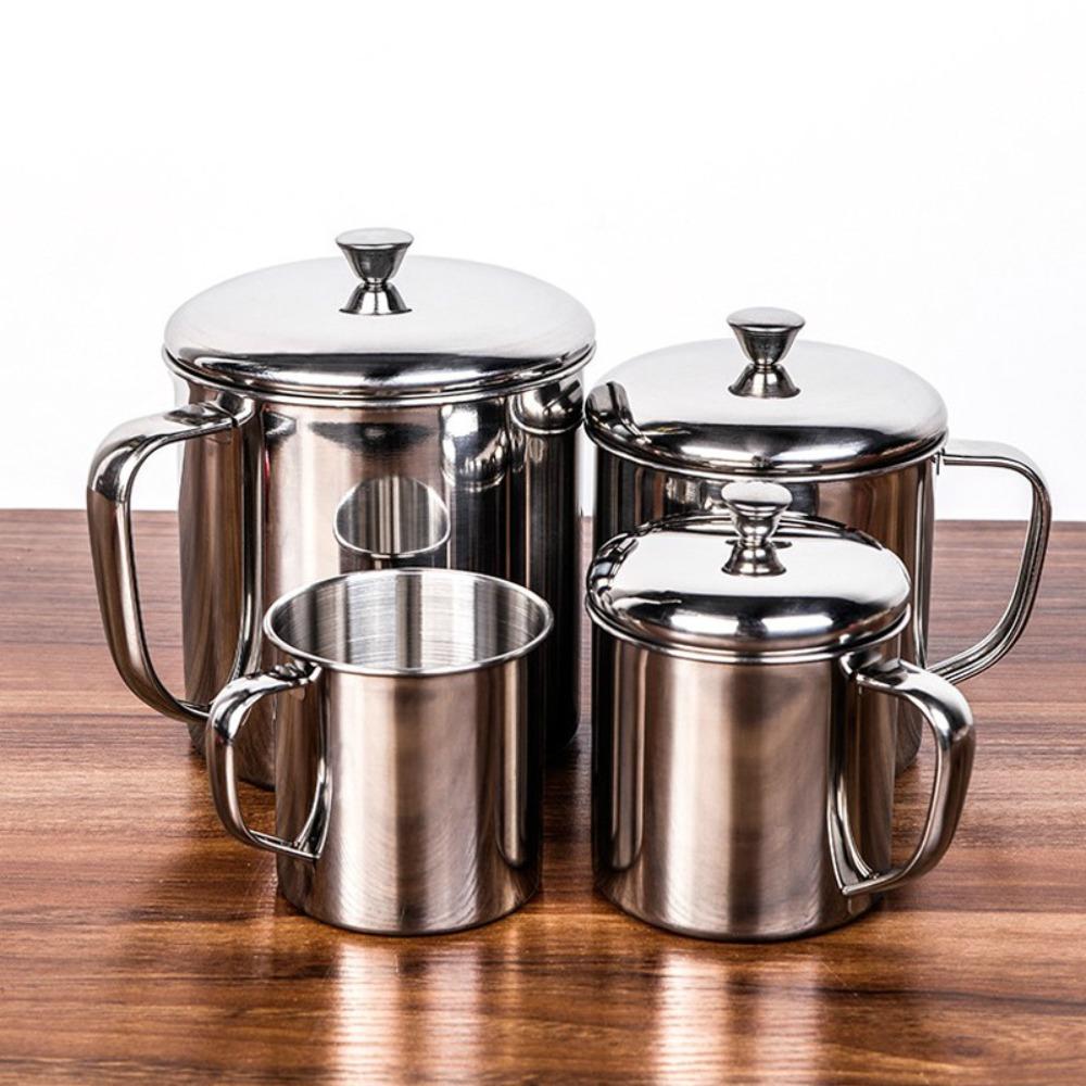 With Lid Stainless Steel Water Cup Portable Cold Drink Cup Gargle Cups Coffee Mug Office Use