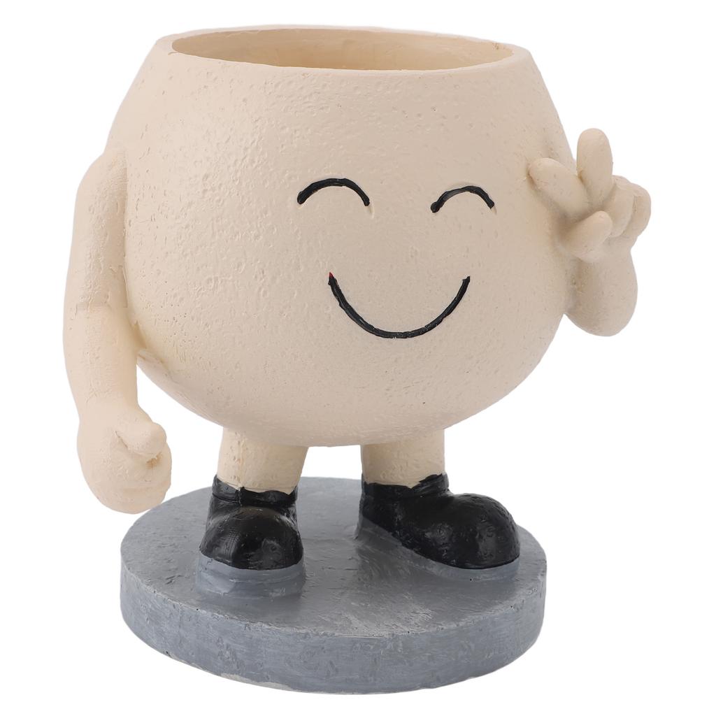 Blumentopf Niedliches Lächeln Stehend Sukkulenten-Blumentopf Lichtechter Harz-Pflanztopf für Gartenhof