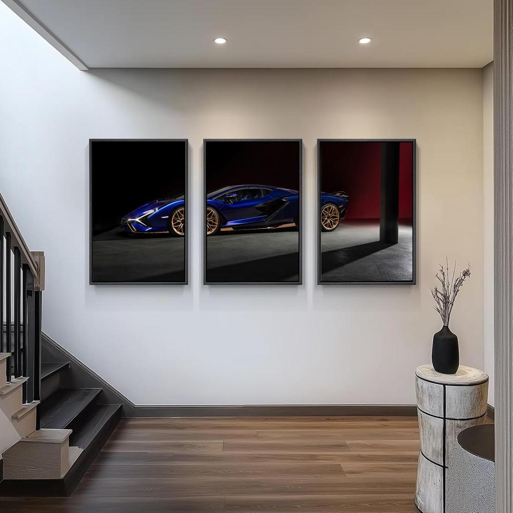 Sports Car Starting Grid Painting Calligraphy 3PCS Canvas Art Poster Set Home Decor for Living Room Bedroom Office Decoration