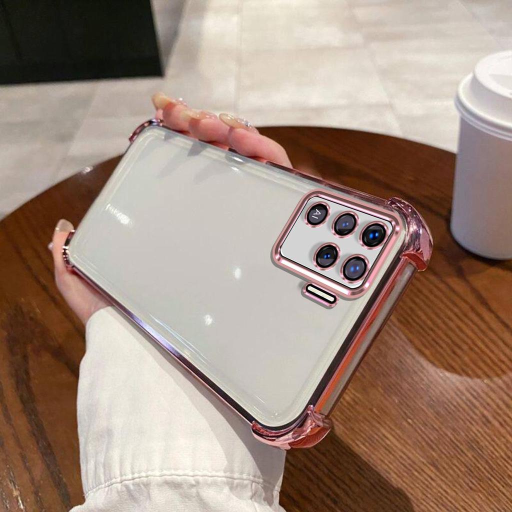 Case for OPPO Reno5 Lite,A94 4G Electroplated Color Border Clear Phone Casing Cover