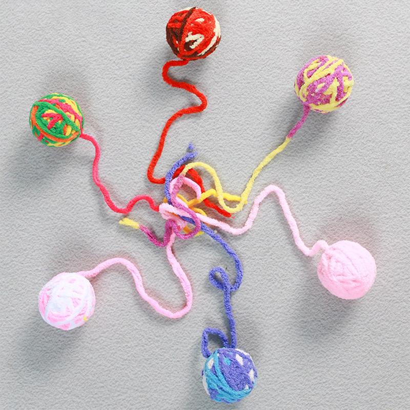 Interaktives Katzenspielzeug Katzenkauspielzeug Haustierprodukte Kätzchen Zähneknabberspielzeug Bunte Wollknäuel Bissfestes Katzenspielzeug
