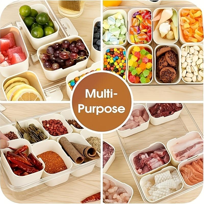 1pc Reusable Snack Containers Featuring a Lid And Handle, an 8-Compartment Serving Tray, Ideal for Carrying Vegetables