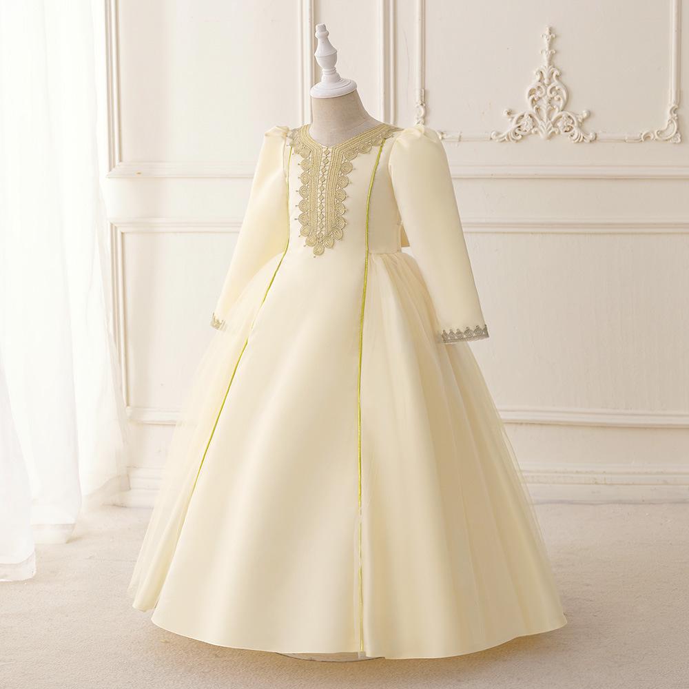 2024 Elegant Embroidered Evening Gown for Girls - European, American, and Middle Eastern Style