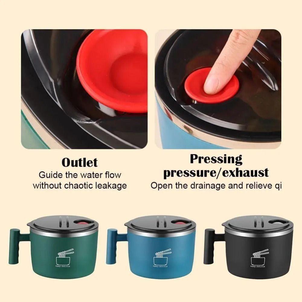 Portable Stainless Steel Ramen Bowl Draining Leakproof Udon Soup Bowl Thermal Insulation Instant Noodle Bowl 4