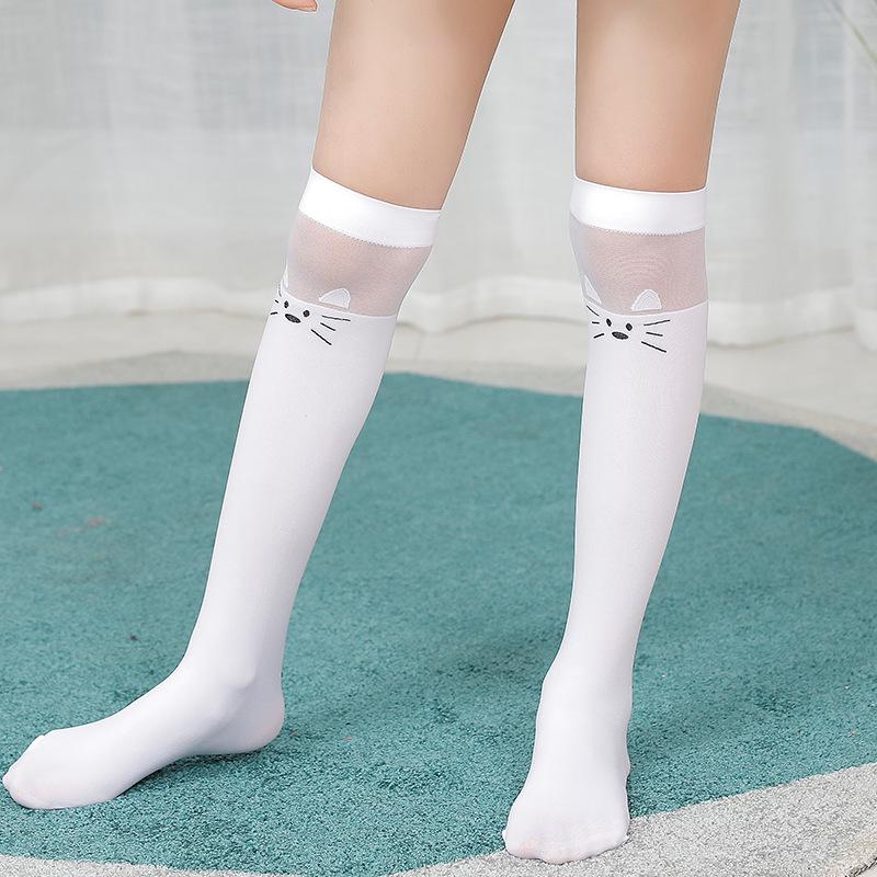 Free Shipping Cartoon Kids' Mid-Calf & Over-the-Knee Velvet Socks for Girls - Spring/Summer, Anti-Pilling