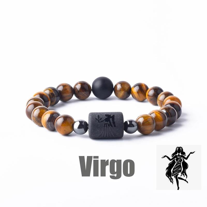 Pulsera con Colgantes de Constelaciones de los 12 Signos del Zodiaco para Hombre Mujer Multicapa Pulsera de Ojo de Tigre Regalo de Amistad Sagitario Acuario Leo